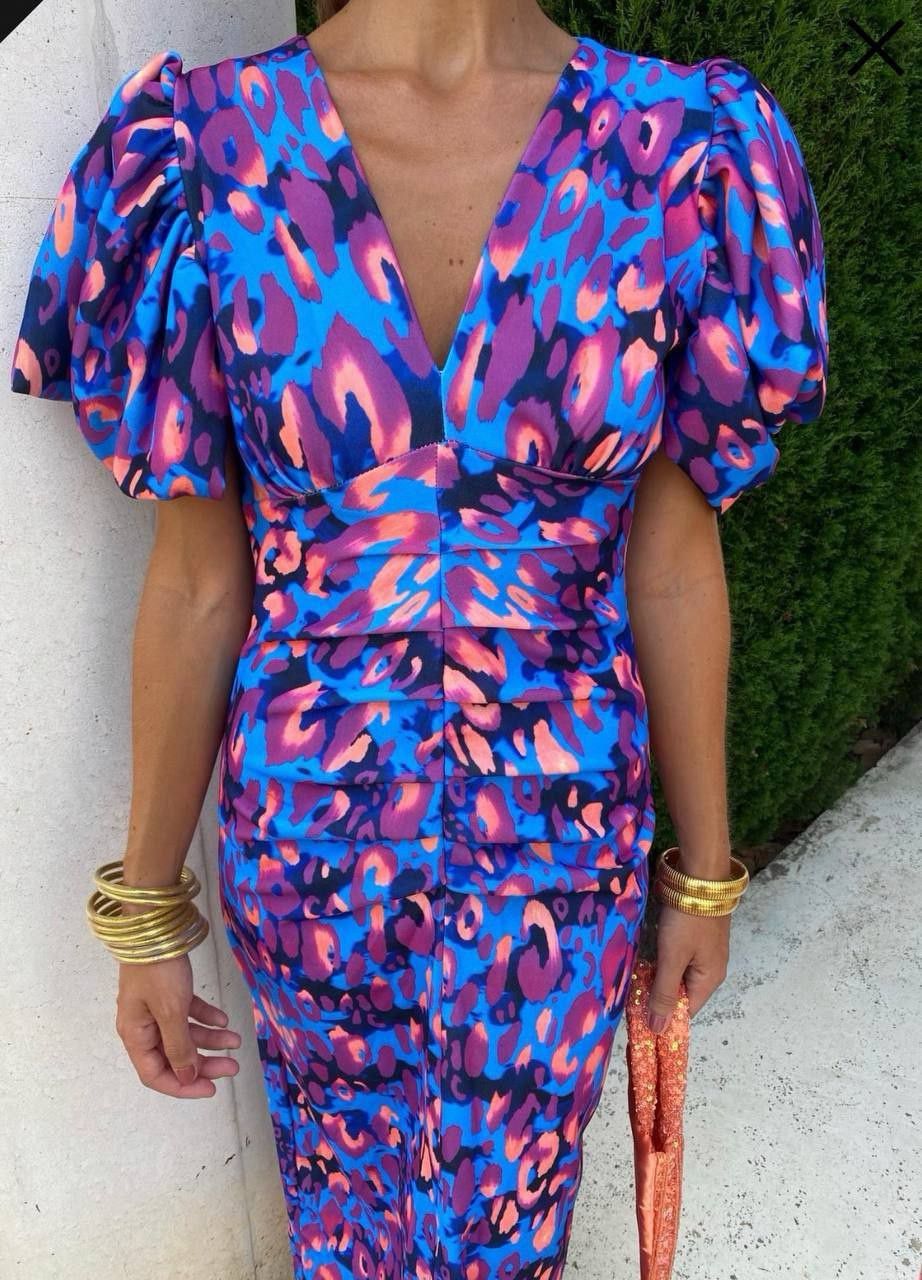 Vibrant V-Neck Maxi Dress