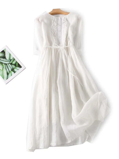 Waist-Defining Lace Dress