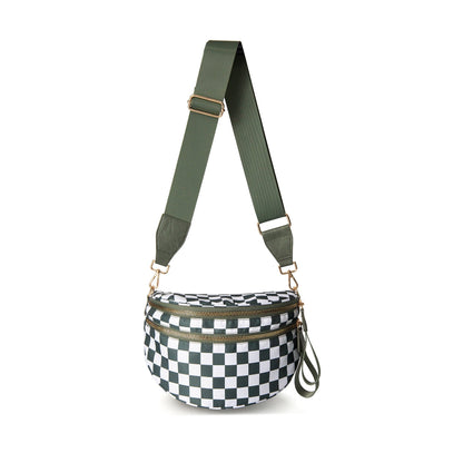Secure-Zip Chequered Crossbody Bag