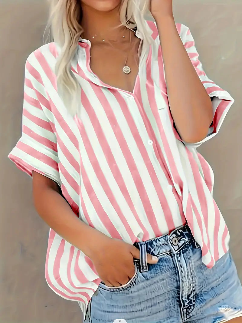 Easy-Care Striped Blouse
