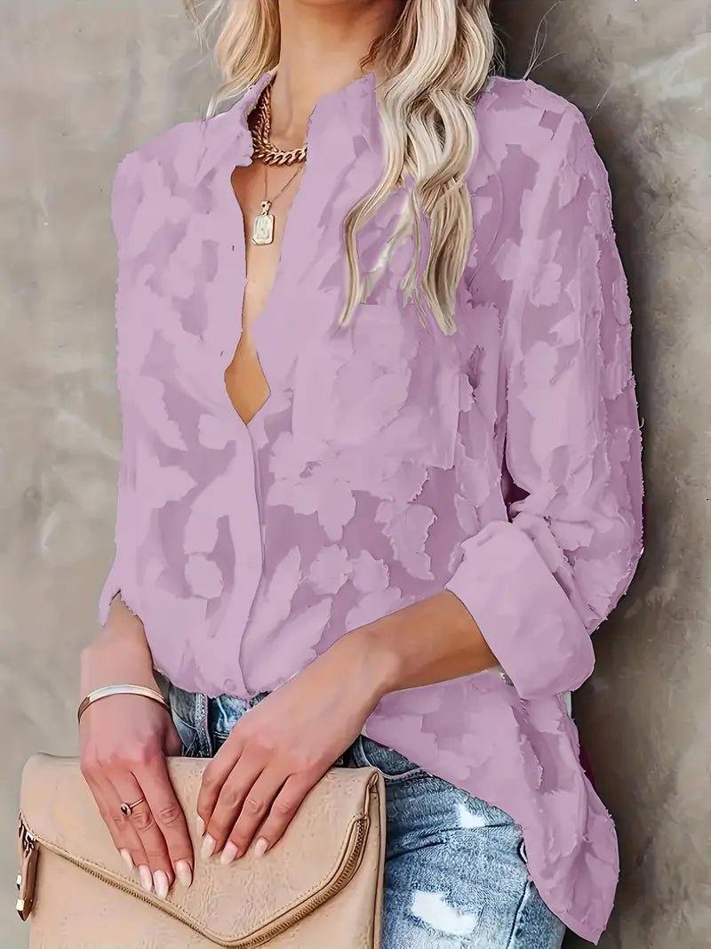 Lilac Floral Easy-Care Blouse