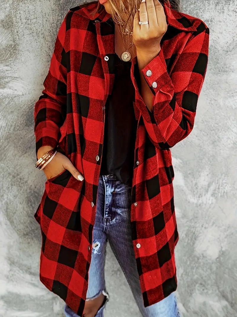Checked Soft-Stretch Blouse