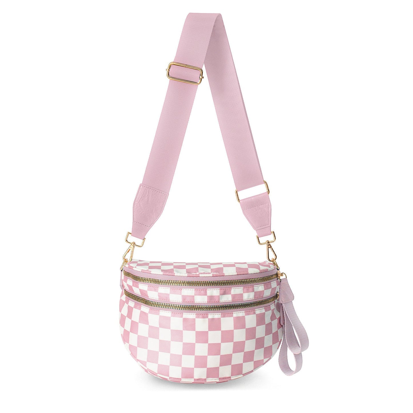 Secure-Zip Chequered Crossbody Bag