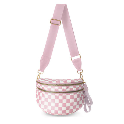 Secure-Zip Chequered Crossbody Bag