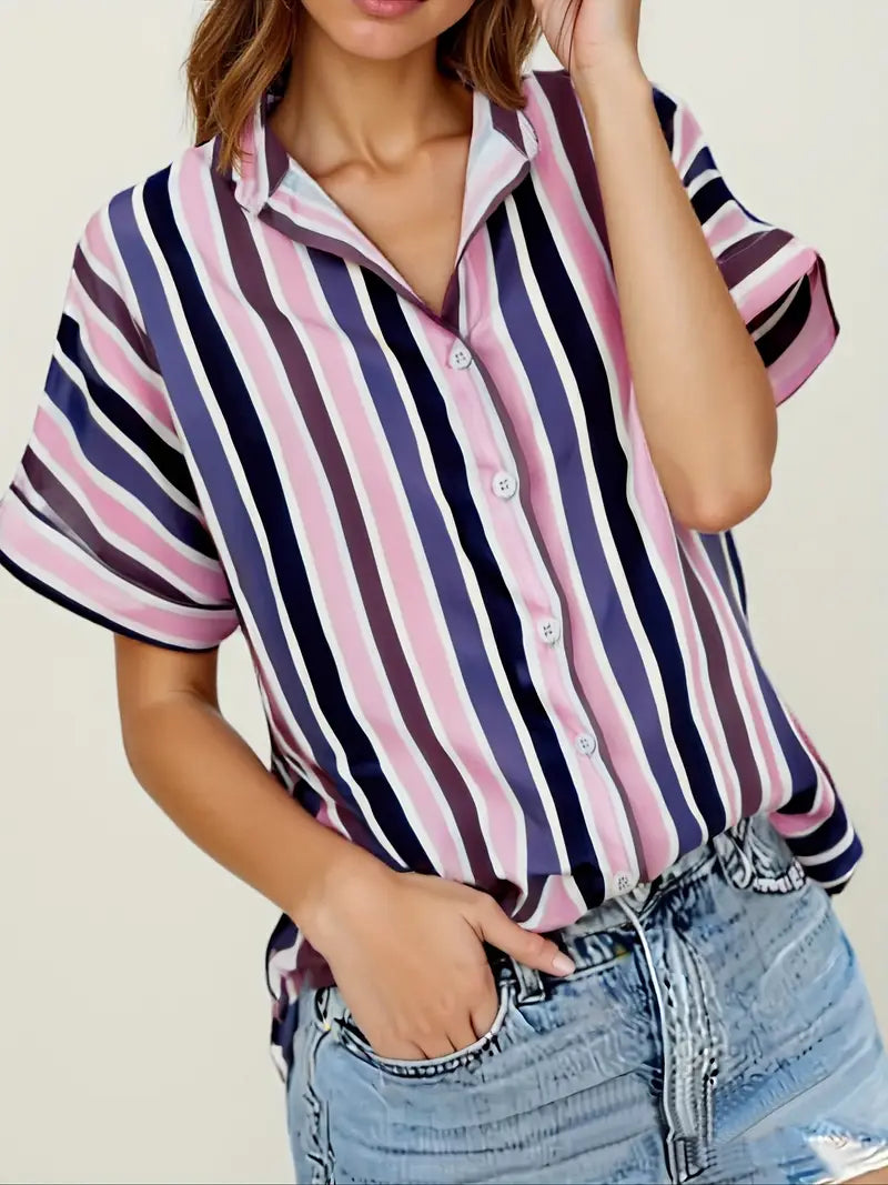 Easy-Care Striped Blouse