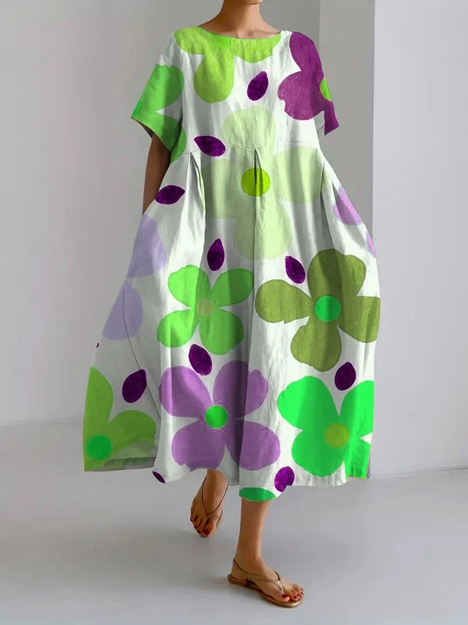 Vibrant-Comfort Floral Dress