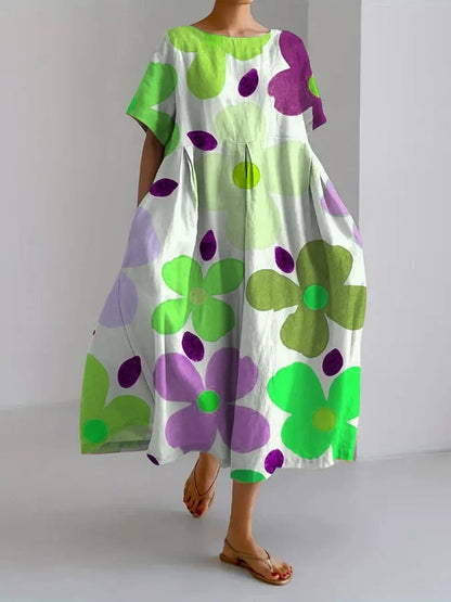 Vibrant-Comfort Floral Dress