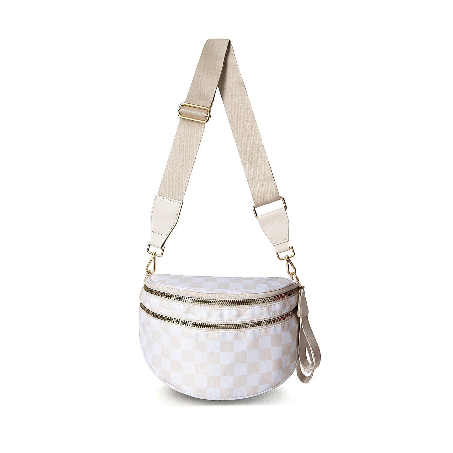 Secure-Zip Chequered Crossbody Bag