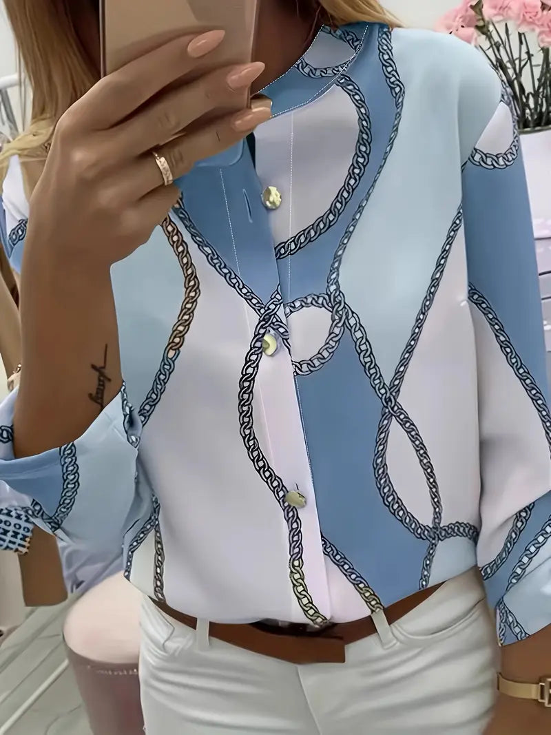Chain-Print Easy-Care Blouse
