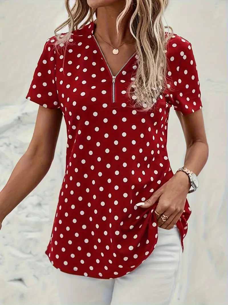 Easy-Care Polka Dot Blouse