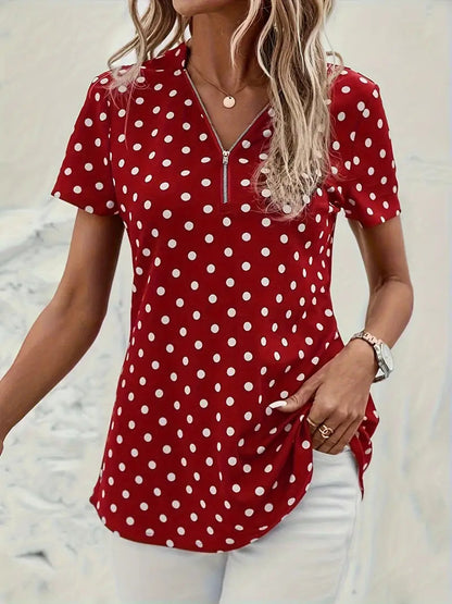 Easy-Care Polka Dot Blouse