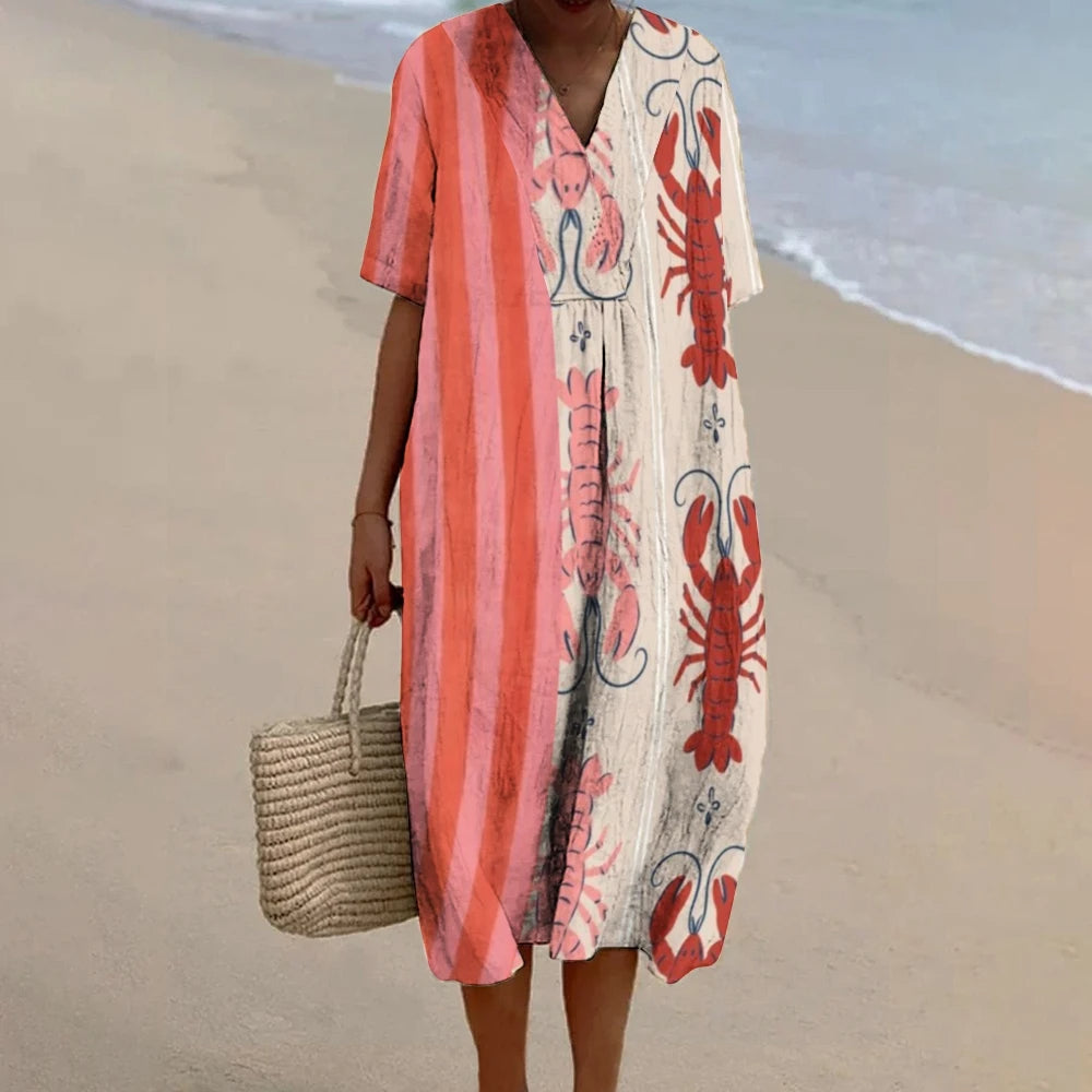 Breezy Elegance: Floral Linen Dress