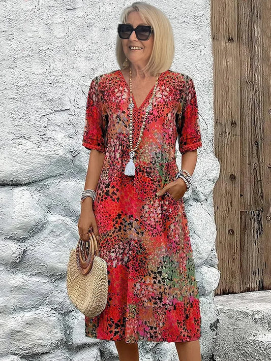 Luxury Patterned Midi Dress