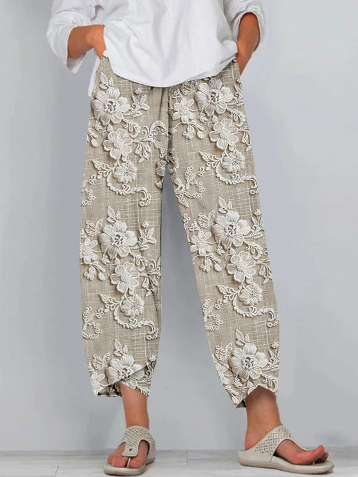 Comfort-Stretch Floral Trousers