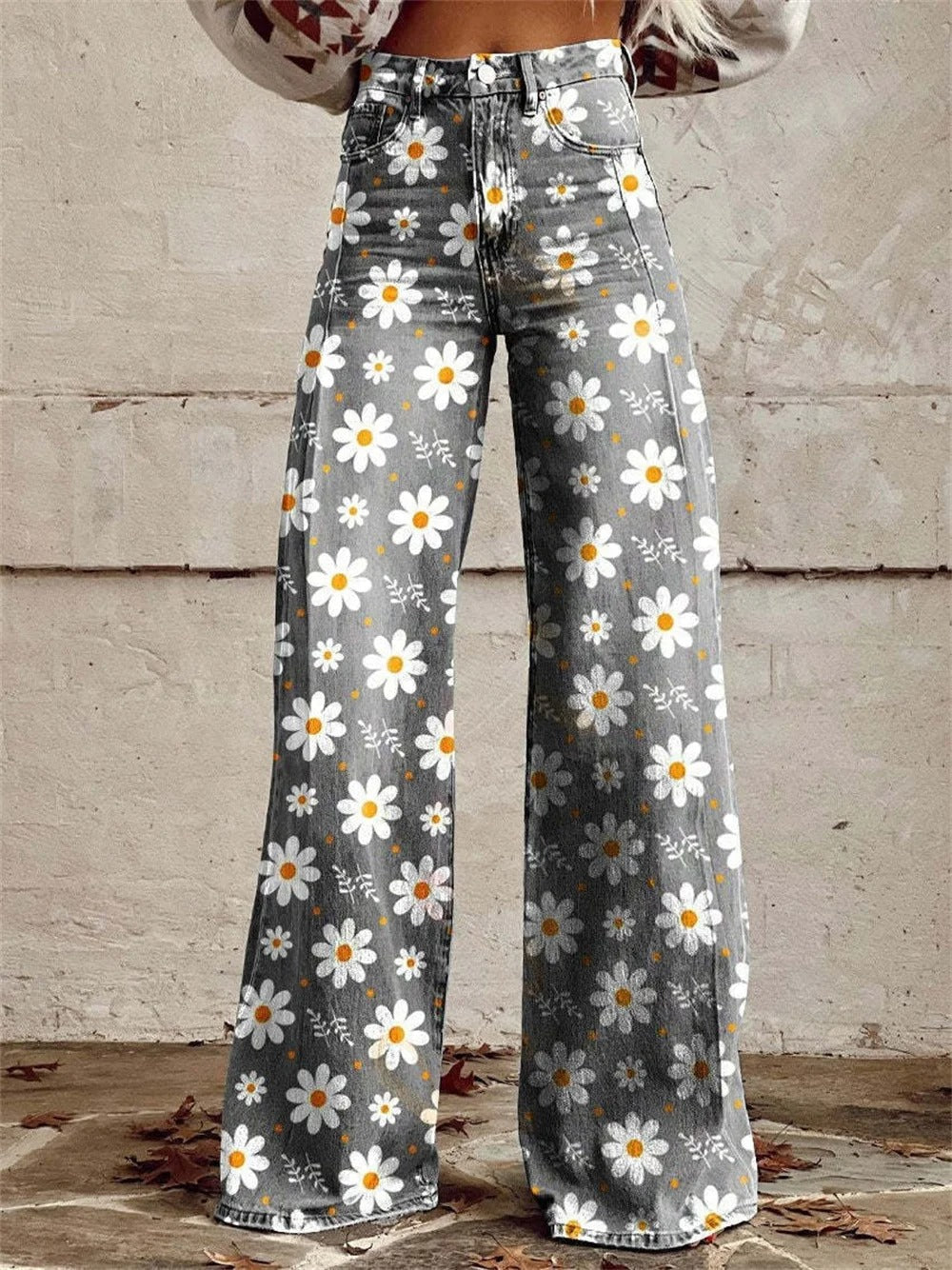 Colourful Floral Wide-Leg Pants