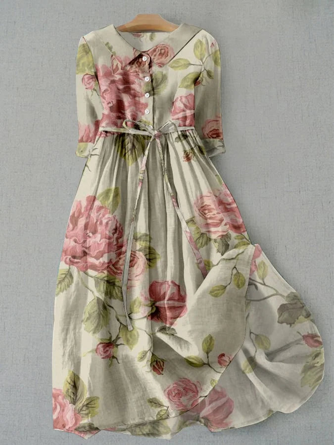 Waist-Defining Floral Dress
