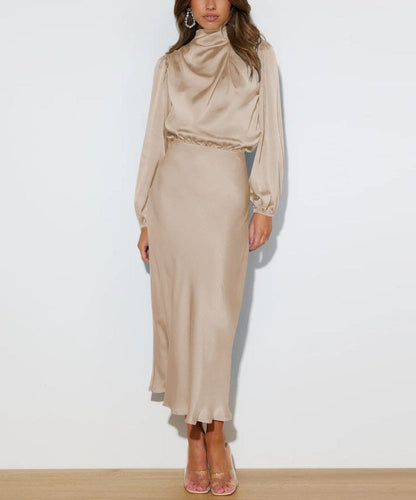 Silk-Elegance Long-Sleeve Dress