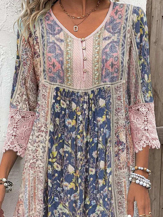 Feminine A-Line Boho Dress
