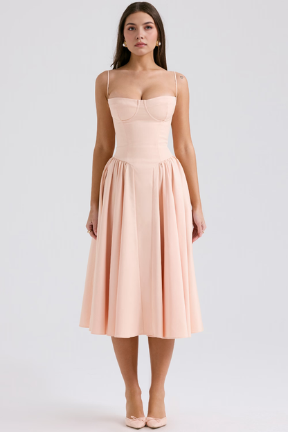 Elegant-Twill Midi Dress