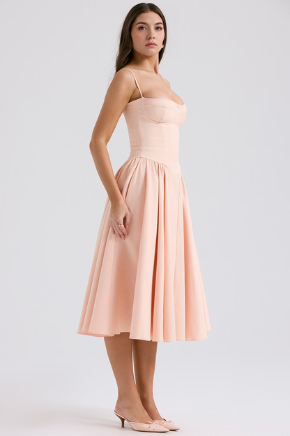 Elegant-Twill Midi Dress