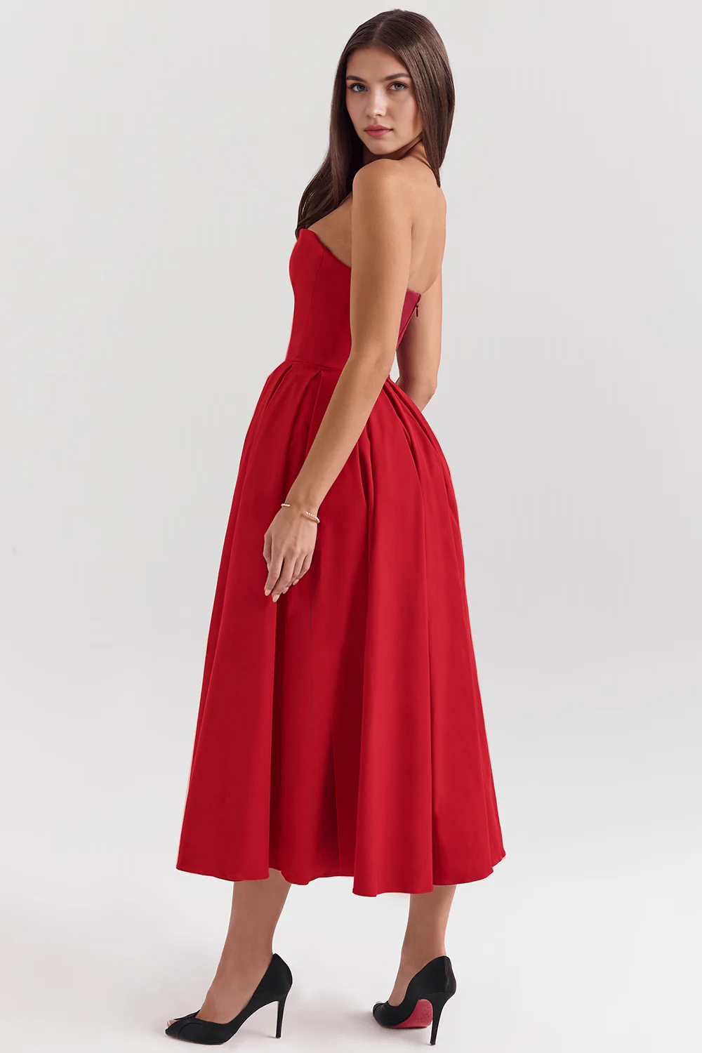 Elegant Corseted Midi Dress