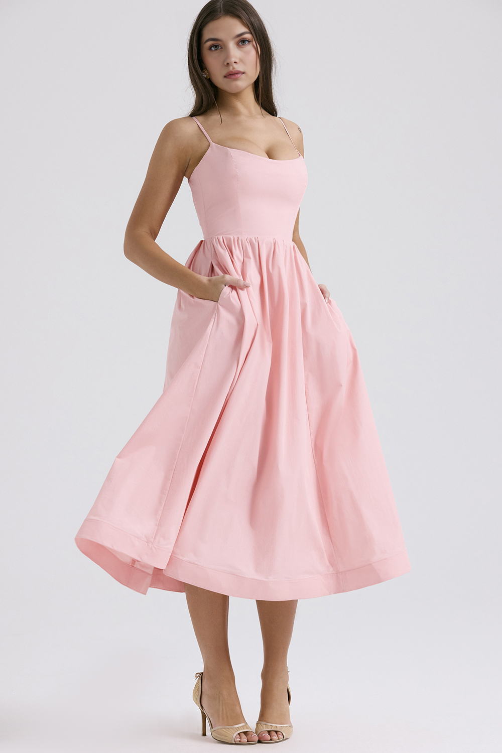 Feminine-Flare Midi Dress