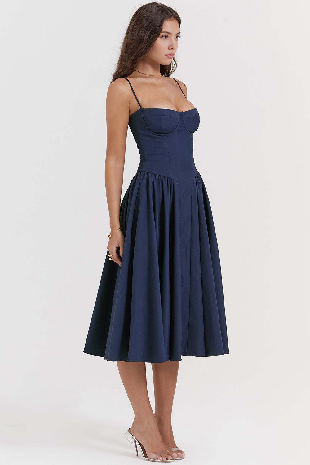 Elegant-Twill Midi Dress