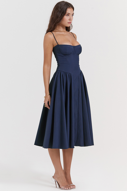 Elegant-Twill Midi Dress