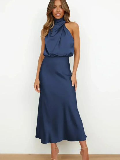 Elegant Silhouette Silk Dress