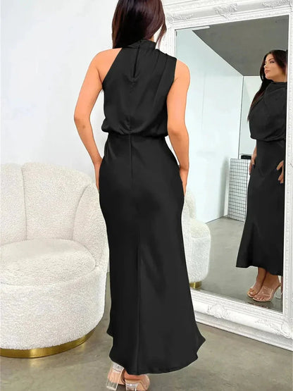 Elegant Silhouette Silk Dress