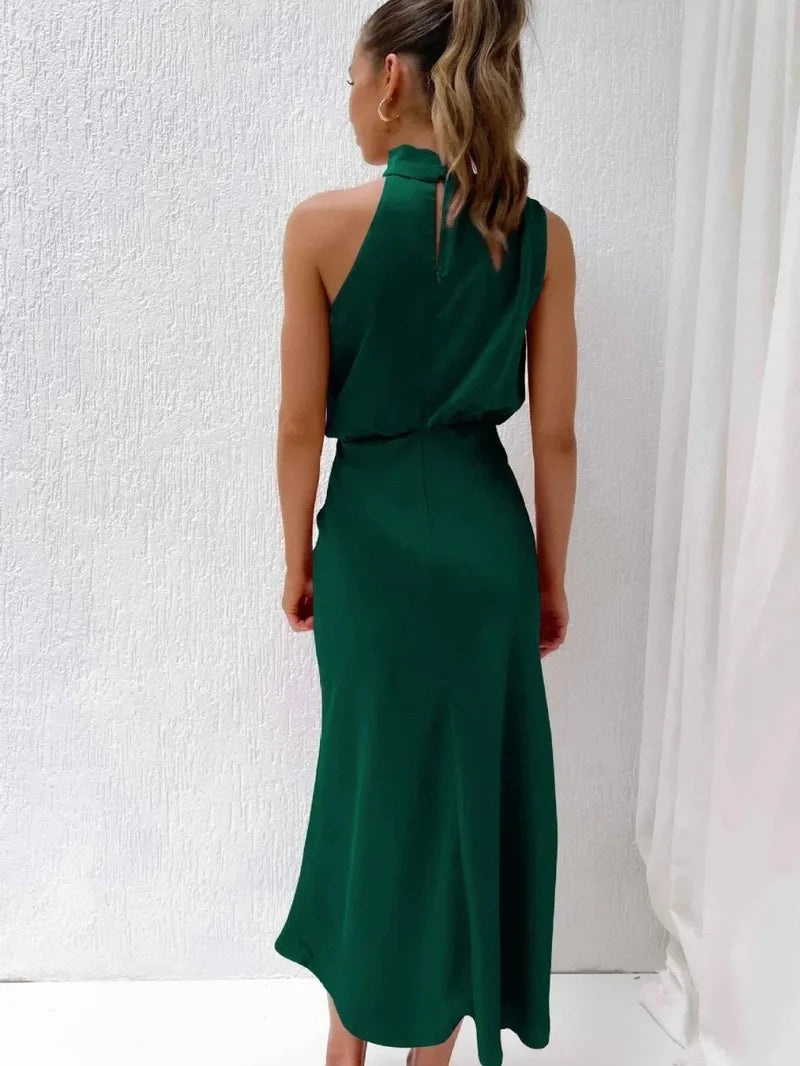 Elegant Silhouette Silk Dress