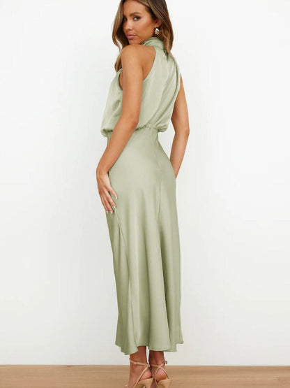 Elegant Silhouette Silk Dress