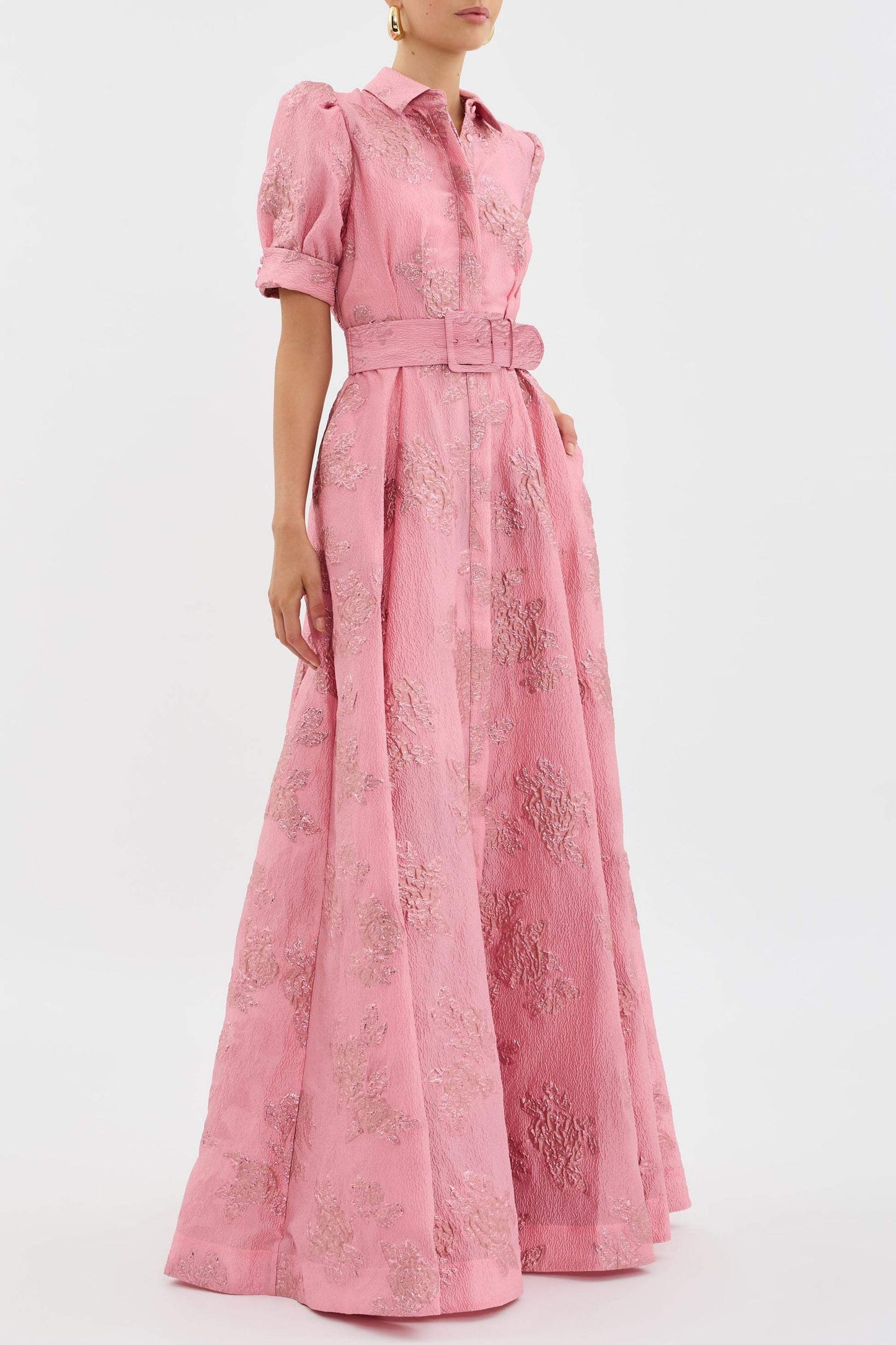 Elegant Belted Floral Maxi Dress
