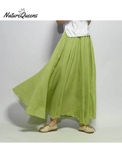 Linen-Comfort Floral Skirt