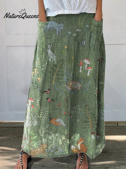 Linen-Lux Floral Skirt