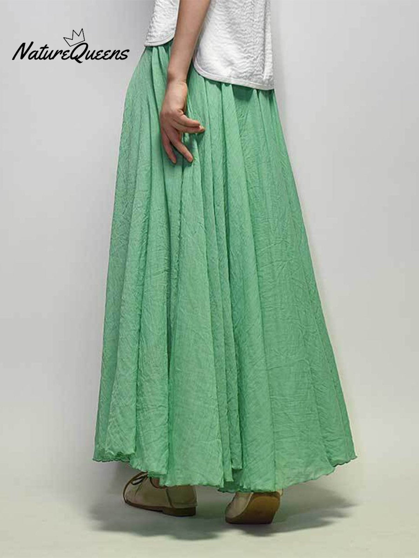 Linen-Comfort Floral Skirt