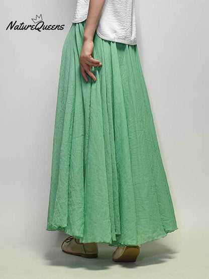 Linen-Comfort Floral Skirt