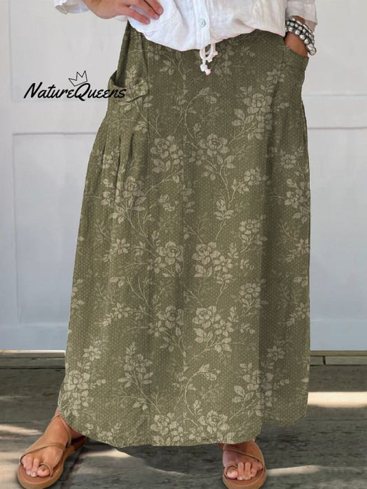 Vintage Floral Pocket Skirt