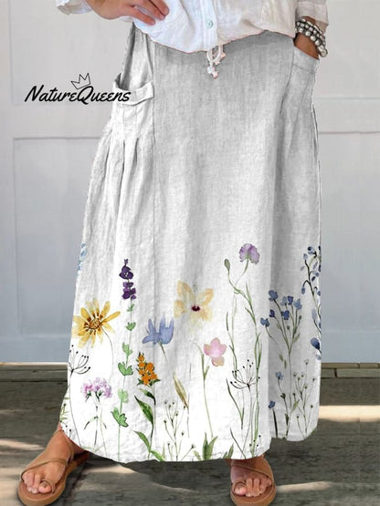 Floral-Pocket Spring Skirt