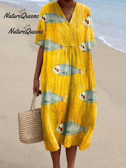 Fish-Print Comfort Skirt