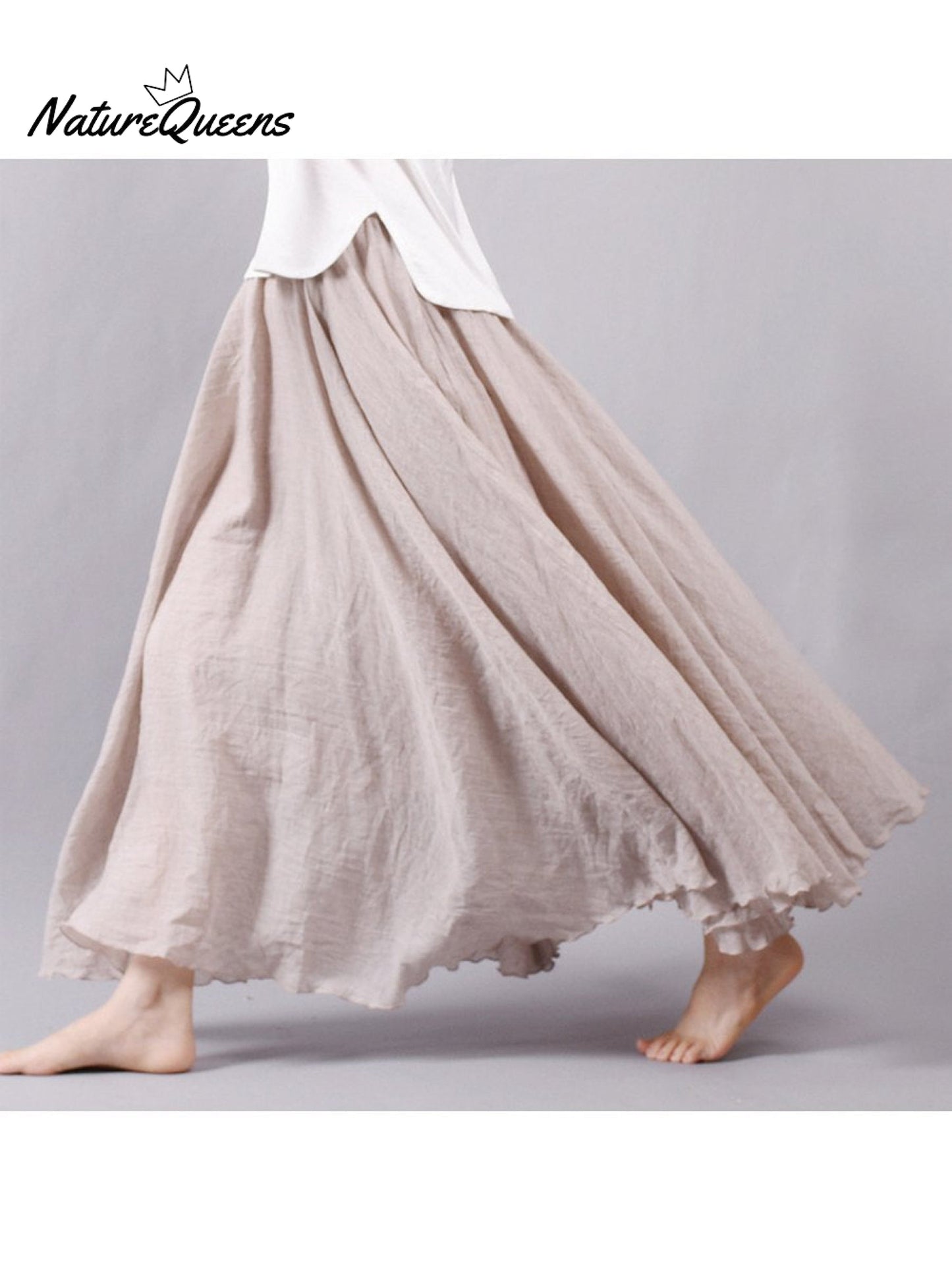 Linen-Comfort Floral Skirt