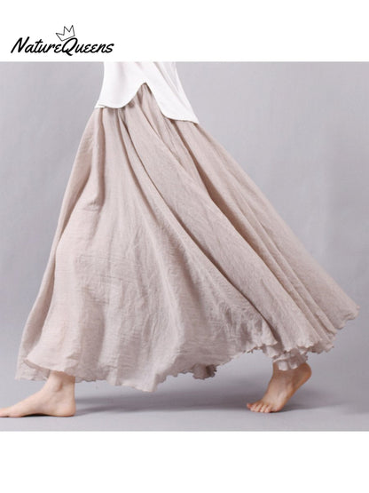 Linen-Comfort Floral Skirt
