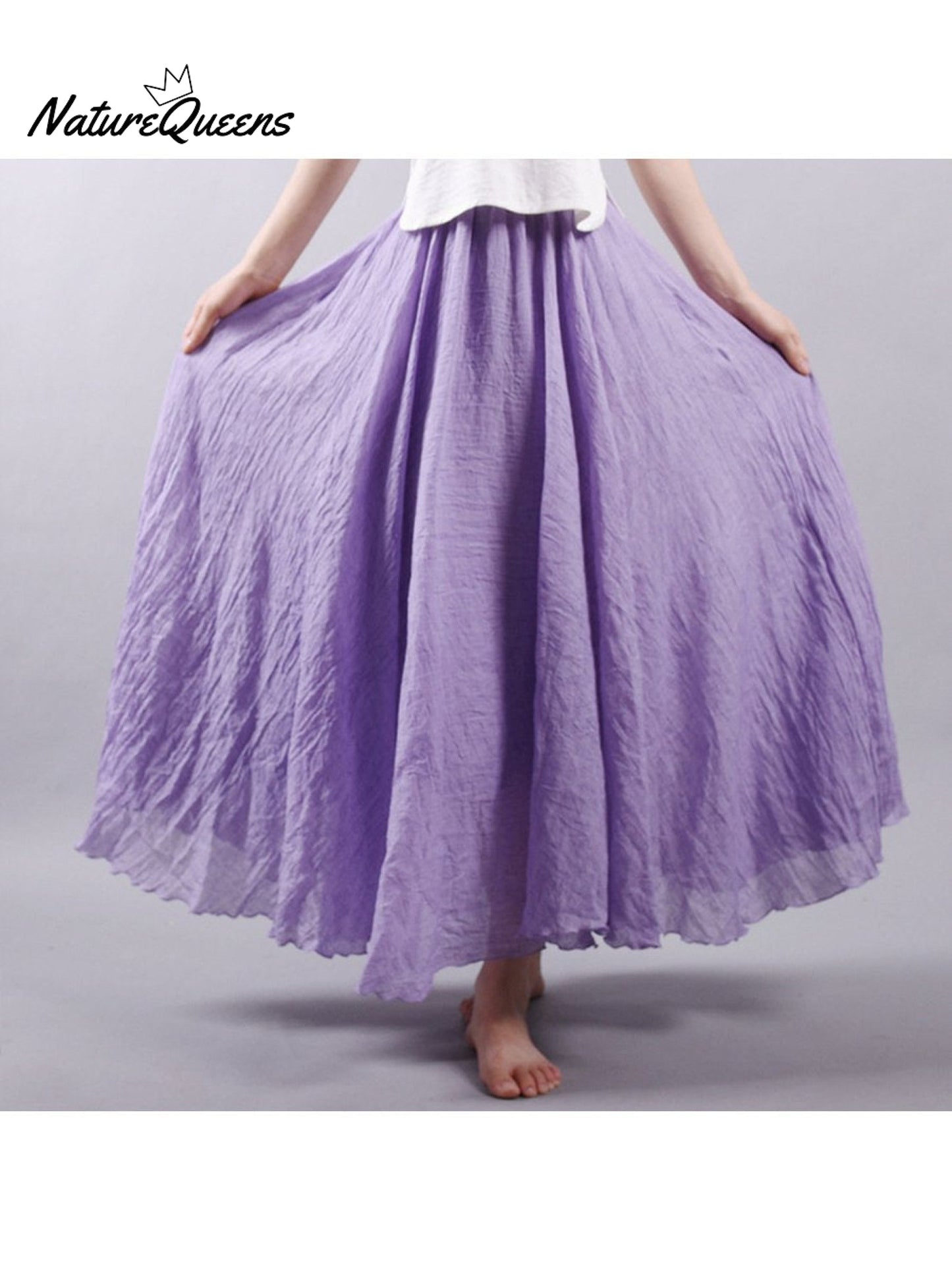 Linen-Comfort Floral Skirt