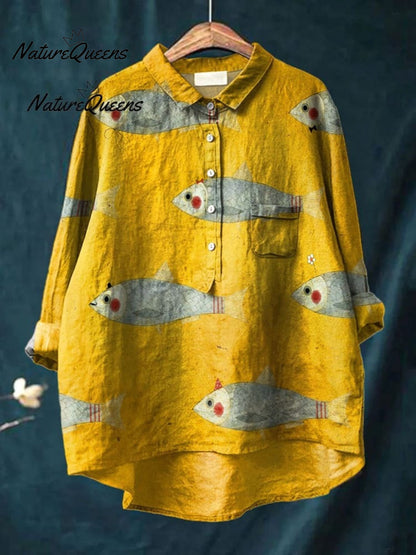 Fish-Print Comfort Skirt