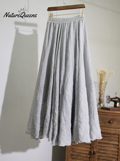 Linen-Comfort Floral Skirt