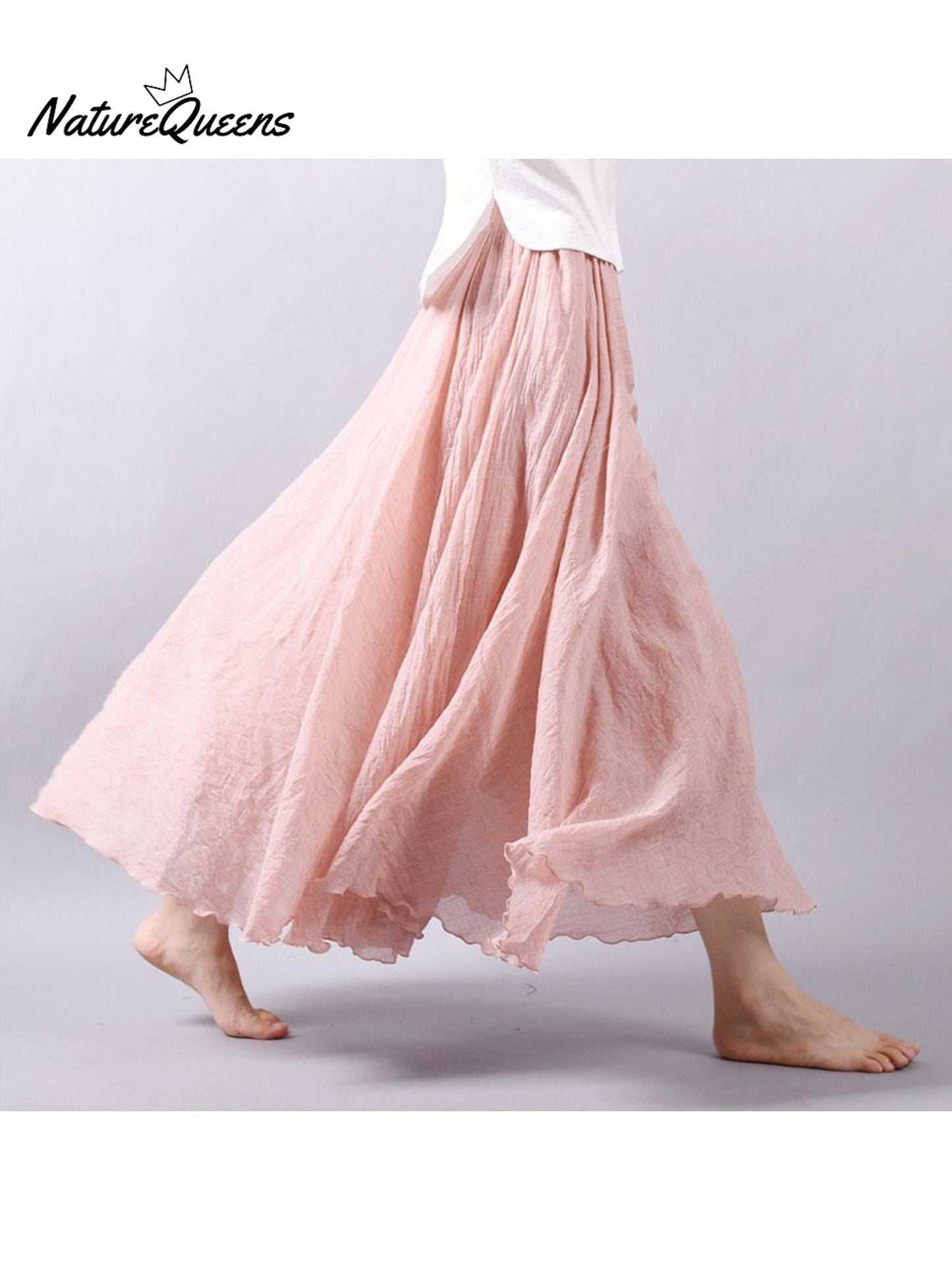Linen-Comfort Floral Skirt