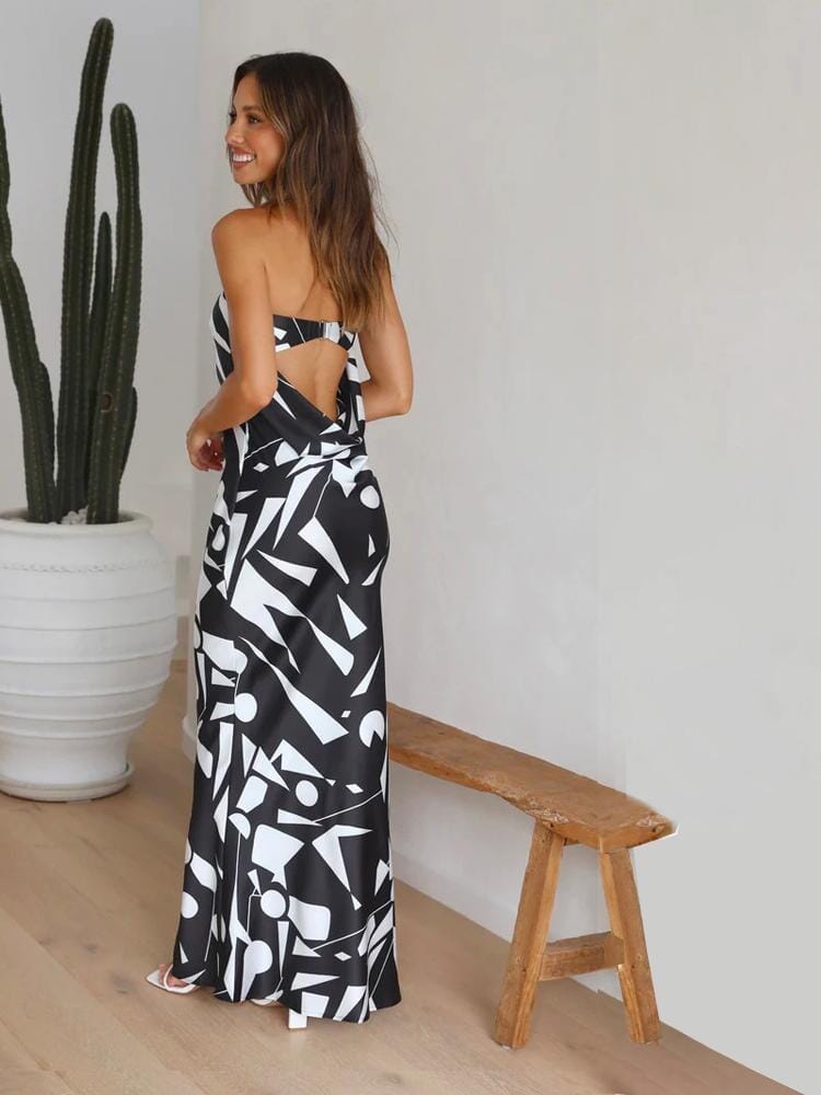 Luxe Strapless Silk Maxi Dress