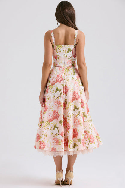 Floral Corset Midi Dress